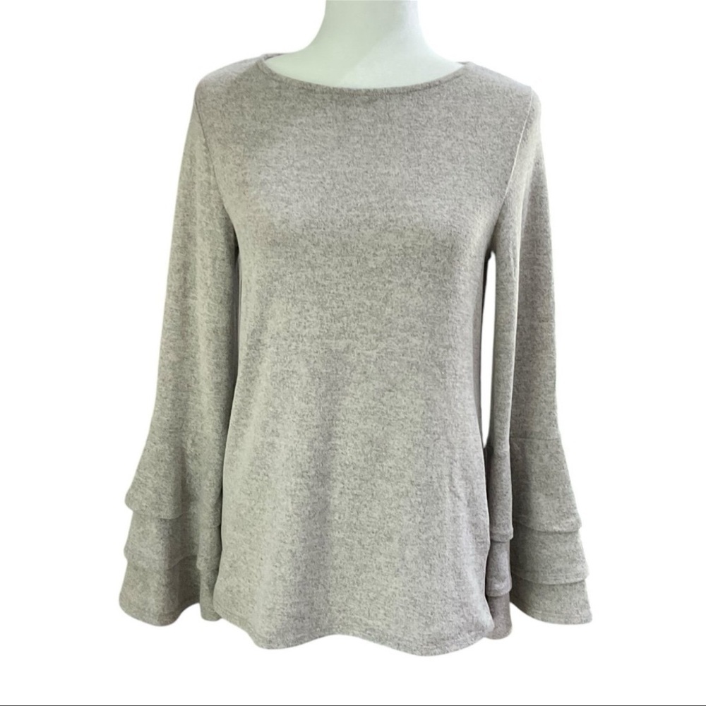 White Birch Women's Gray Bell Sleeve Pullover Sweater Size S Casual​